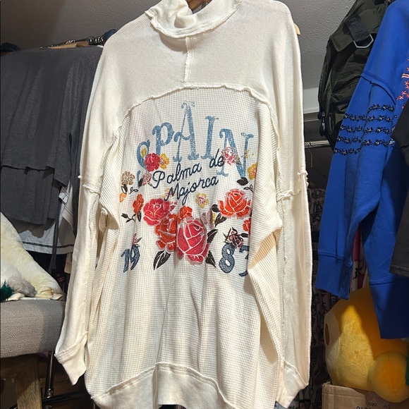 Free People We The Free Spanish Rose Waffle Tee Long Sleeve - Picture 3 of 9